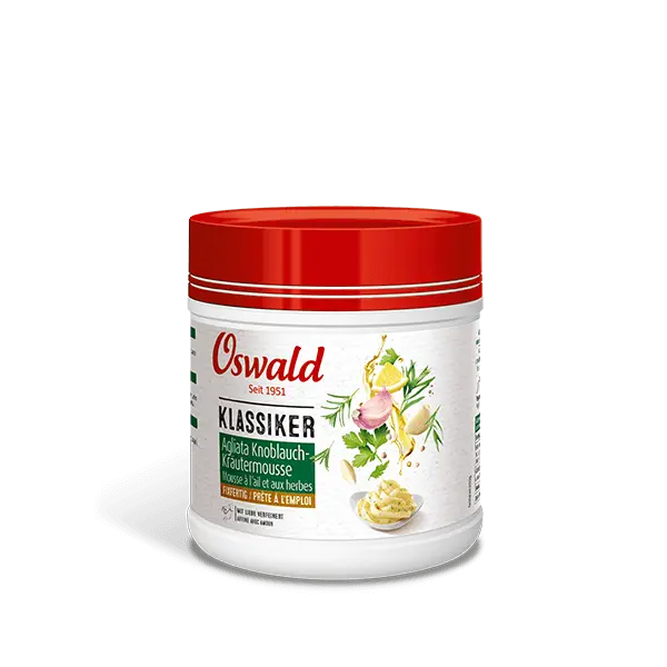 Mittlere Dose Agliata Knoblauch-Kräutermousse, Gewürze, Oswald