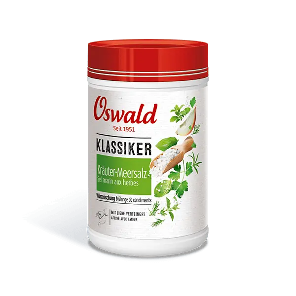 Grosse Dose Kräuter-Meersalz, Gewürze, Oswald